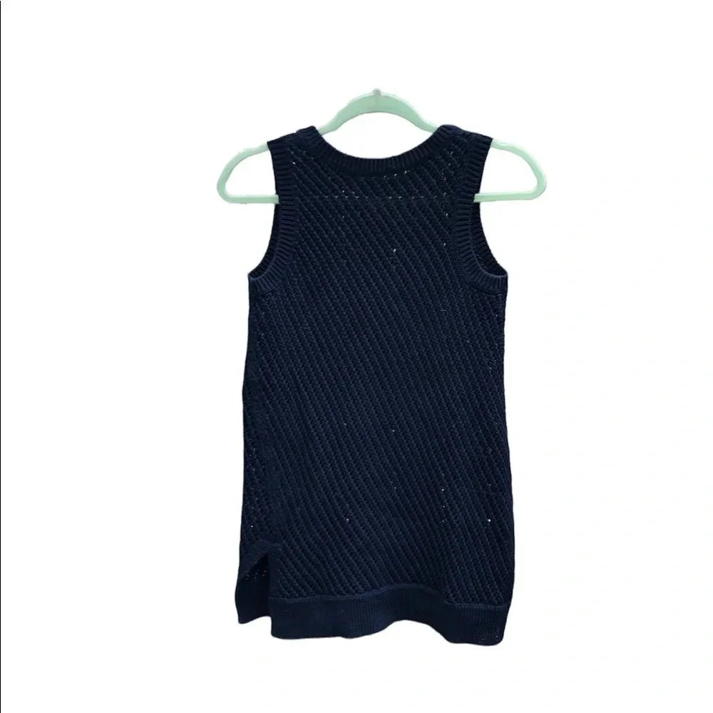 VINCE NAVY BLUE SLEEVELESS KNIT SWEATER - Picture 5 of 7